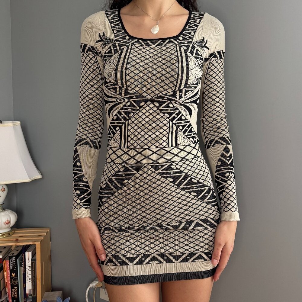 Free People Intimates Black and White Pattern Bodycon Dress